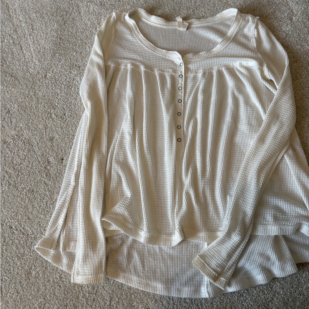 Free People long sleeve thermal with button front
